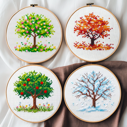 Four Seasons Tree Cross Stitch Bundle – Easy PDF Patterns