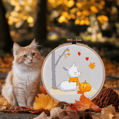 Autumn Llama Cross Stitch Pattern - PDF Pattern