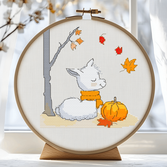 Autumn Llama Cross Stitch Pattern - PDF Pattern