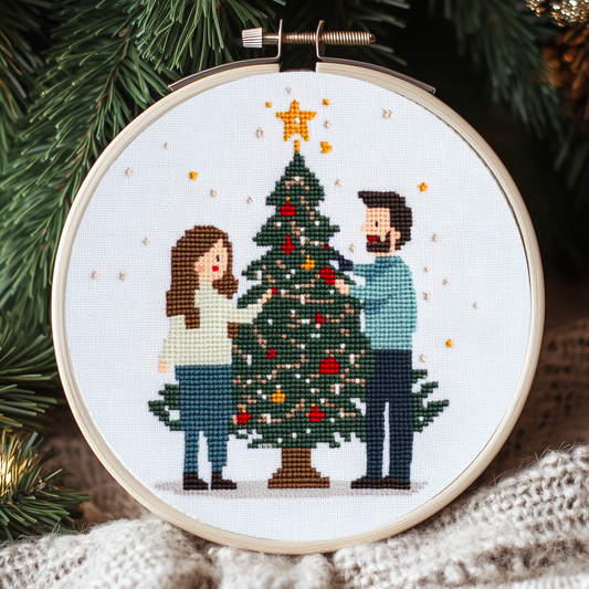 Christmas Couple Cross Stitch Pattern - Small and Easy - PDF Pattern