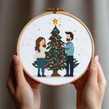 Christmas Couple Cross Stitch Pattern - Small and Easy - PDF Pattern