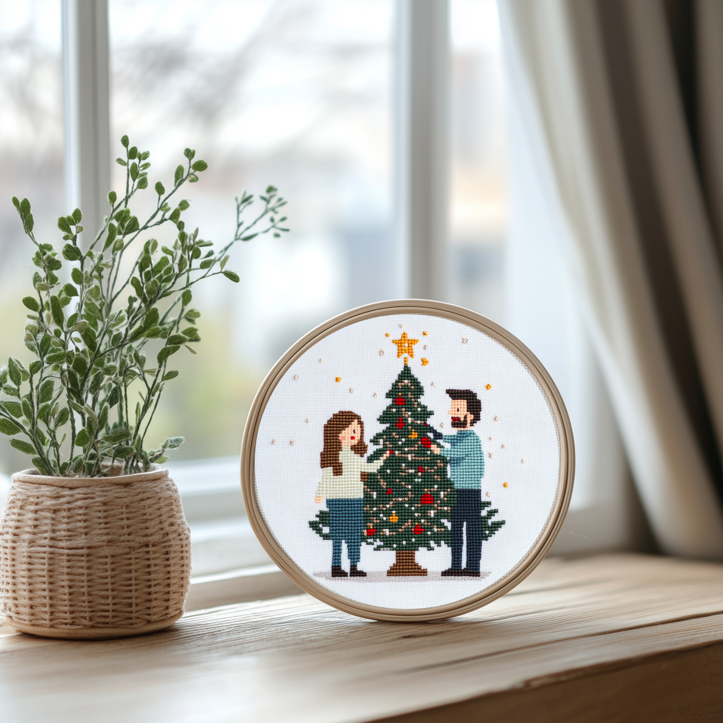 Christmas Couple Cross Stitch Pattern - Small and Easy - PDF Pattern