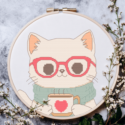 Cozy Cat Cross Stitch Pattern - PDF Pattern