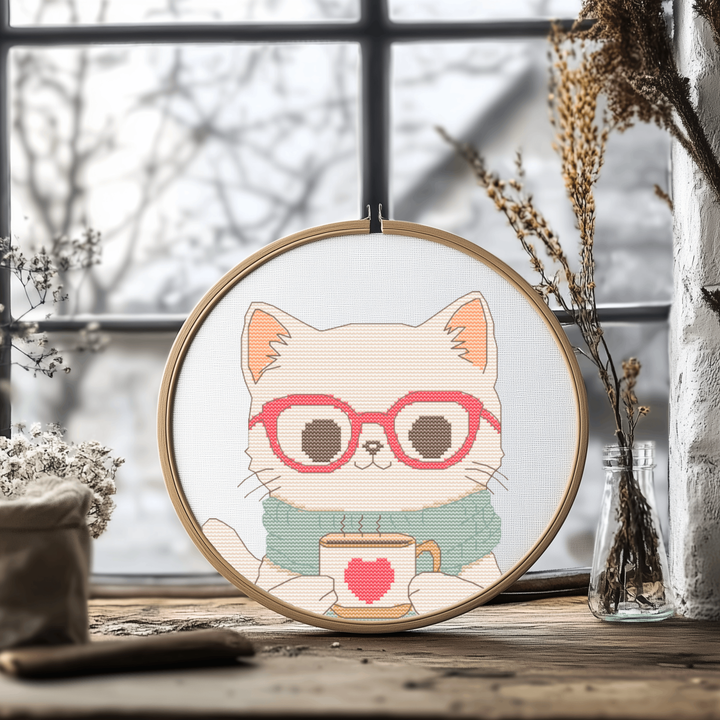 Cozy Cat Cross Stitch Pattern - PDF Pattern