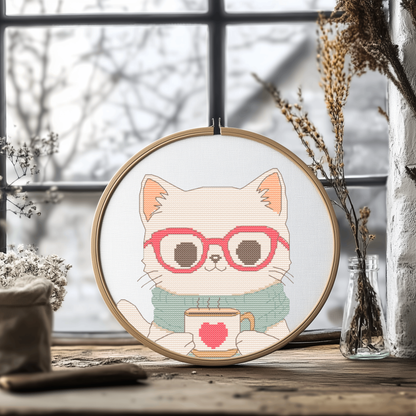 Cozy Cat Cross Stitch Pattern - PDF Pattern