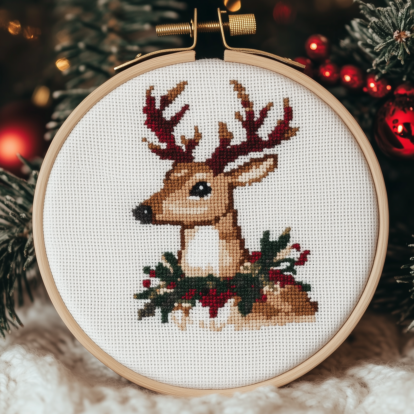 Christmas Deer Cross Stitch Pattern - Small and Easy - PDF Pattern