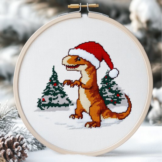 Christmas Dino Cross Stitch Pattern - PDF Pattern