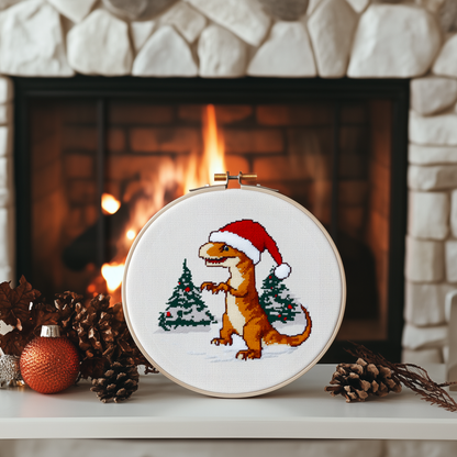 Christmas Dino Cross Stitch Pattern - PDF Pattern