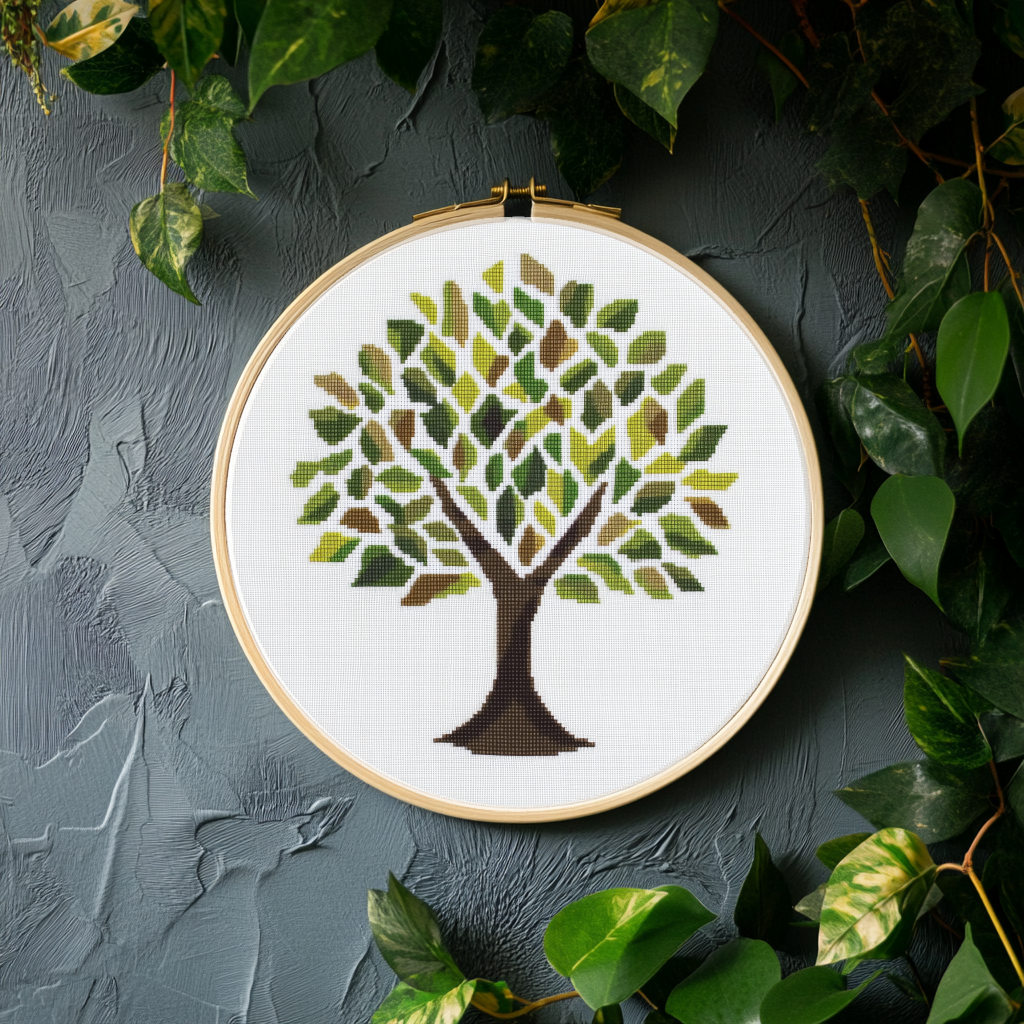 Geometry Tree Cross Stitch Pattern - PDF Pattern