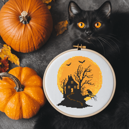 Haunted Mansion Halloween Cross Stitch Pattern - PDF Pattern