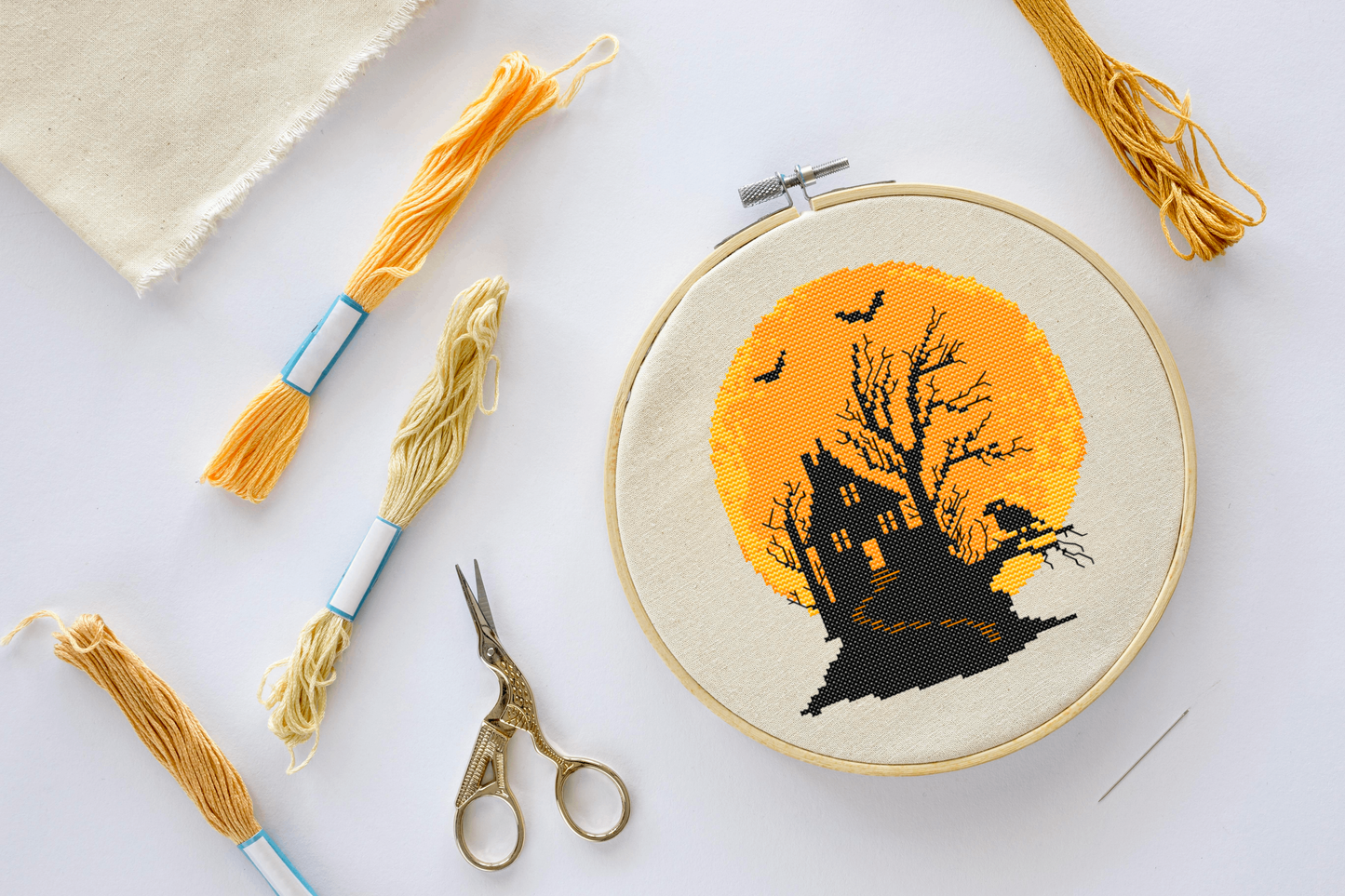 Haunted Mansion Halloween Cross Stitch Pattern - PDF Pattern