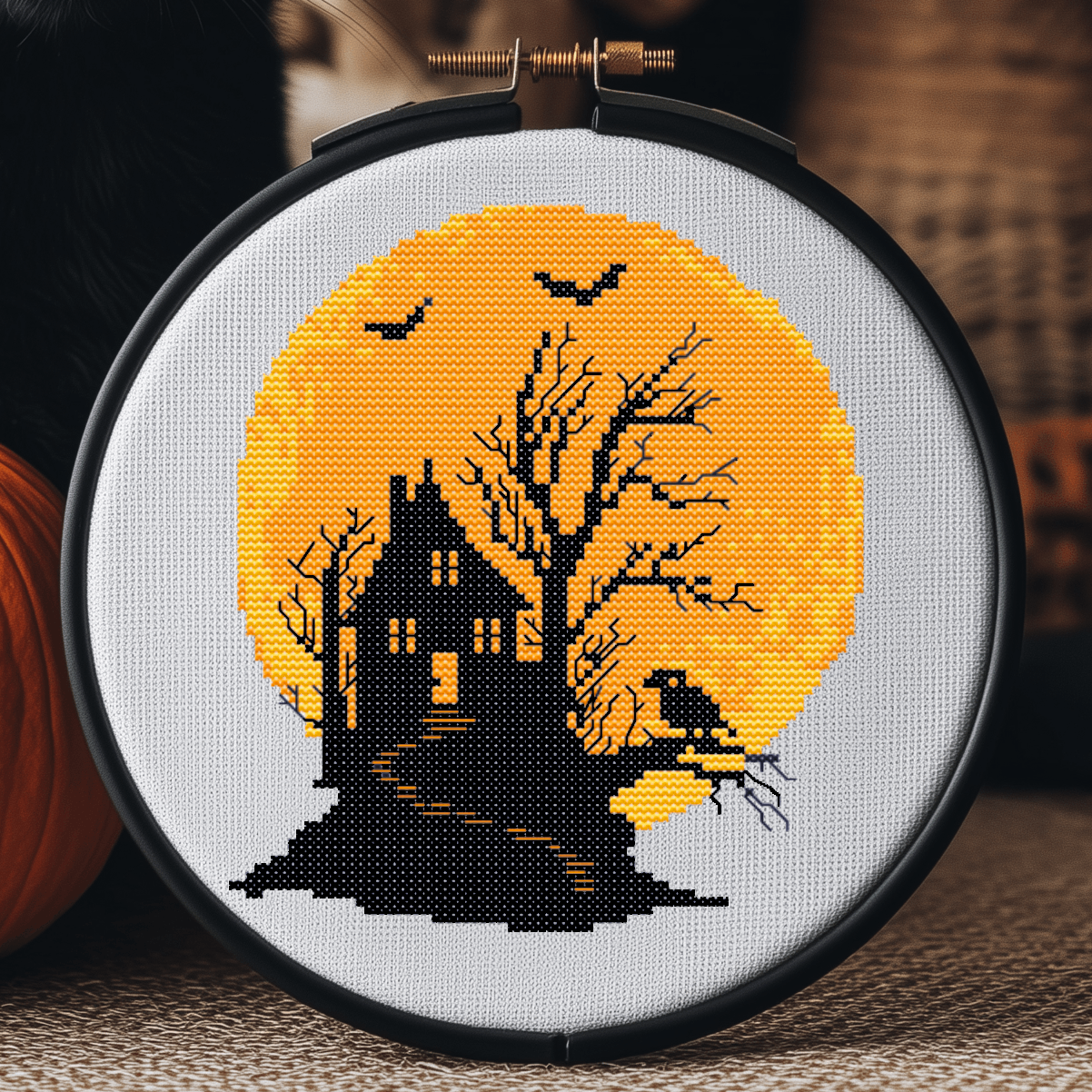 Haunted Mansion Halloween Cross Stitch Pattern - PDF Pattern