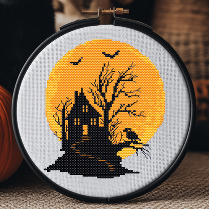 Haunted Mansion Halloween Cross Stitch Pattern - PDF Pattern