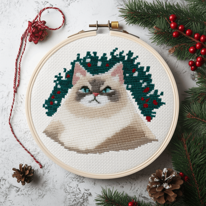 Christmas Cat Cross Stitch Pattern - PDF Pattern