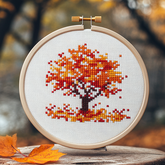 Autumn Tree Cross Stitch Pattern - Small and Easy - PDF Pattern