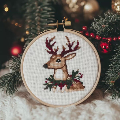 Christmas Deer Cross Stitch Pattern - Small and Easy - PDF Pattern