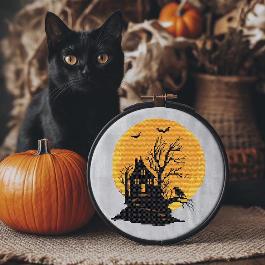 Haunted Mansion Halloween Cross Stitch Pattern - PDF Pattern