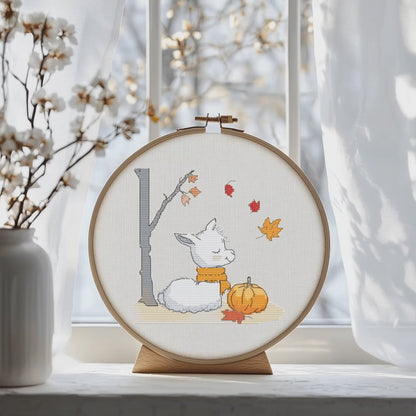 Autumn Llama Cross Stitch Pattern - PDF Pattern