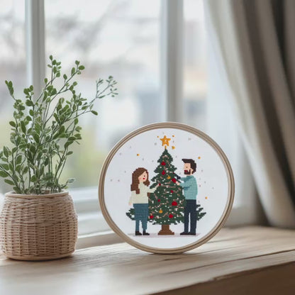 Christmas Couple Cross Stitch Pattern - Small and Easy - PDF Pattern