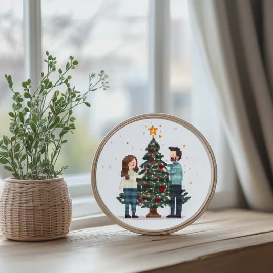 Christmas Couple Cross Stitch Pattern - Small and Easy - PDF Pattern