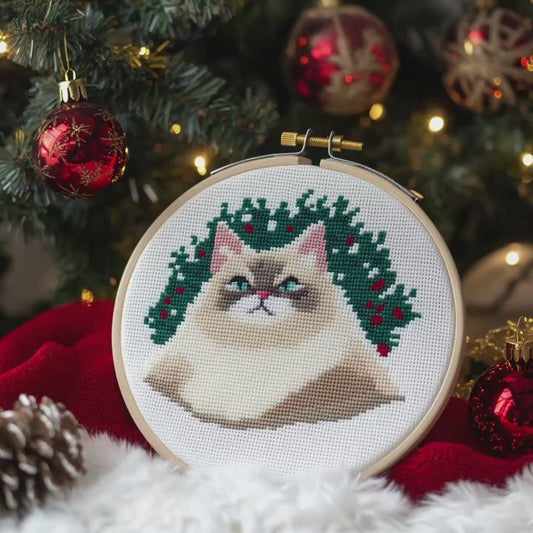 Christmas Cat Cross Stitch Pattern - PDF Pattern