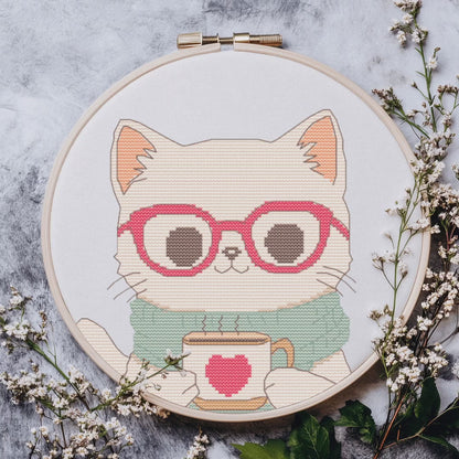 Cozy Cat Cross Stitch Pattern - PDF Pattern