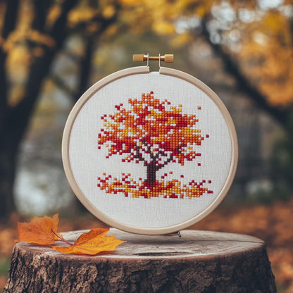 Autumn Tree Cross Stitch Pattern - Small and Easy - PDF Pattern