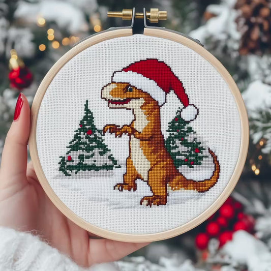 Christmas Dino Cross Stitch Pattern - PDF Pattern